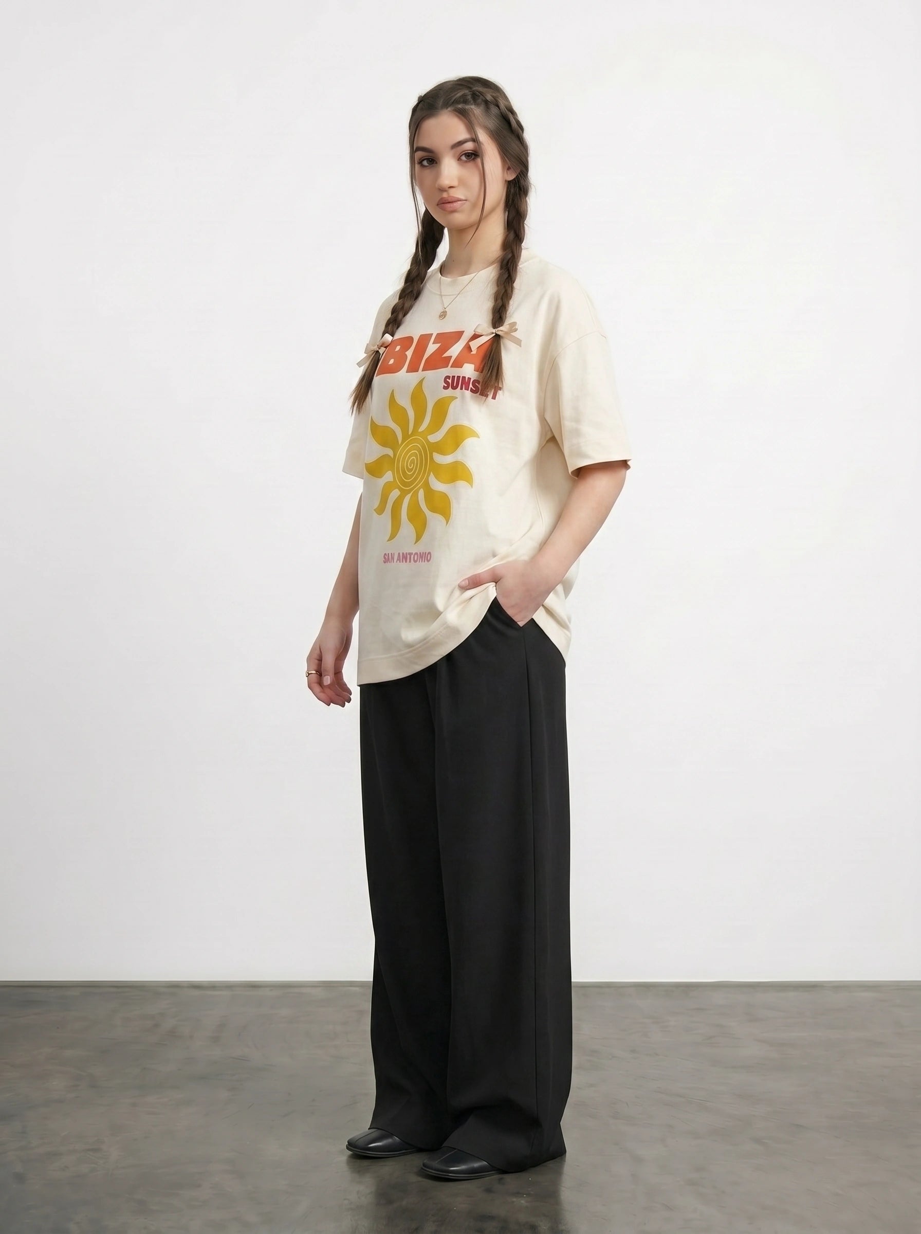 Ecru Ibiza Oversized Graphic Printed Tshirt | Montivo Pakistan