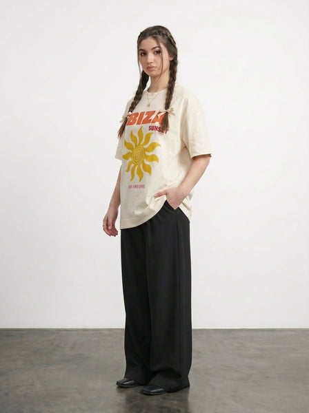 Ecru Ibiza Oversized Graphic Printed Tshirt | Montivo Pakistan