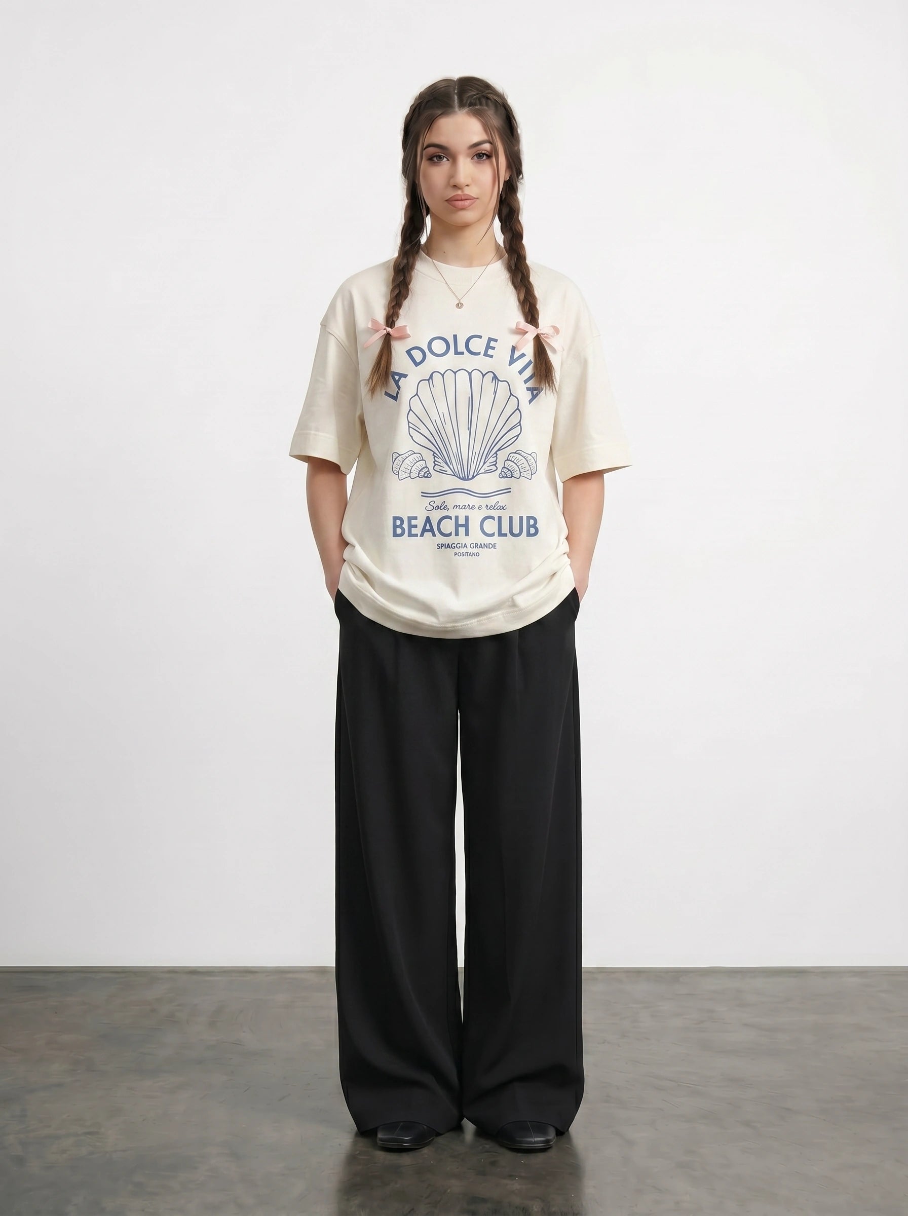 Ecru Beach Oversized Graphic Printed Tshirt | Montivo Pakistan