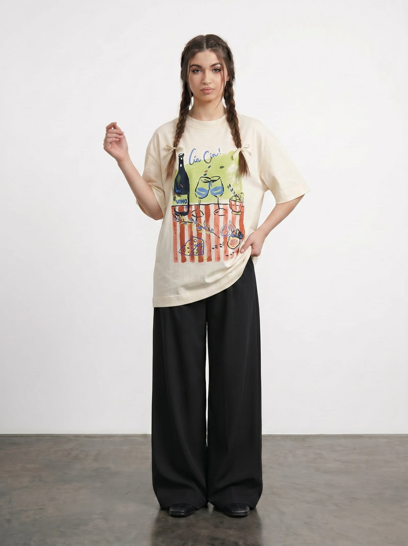 Ecru Chin Oversized Graphic Printed Tshirt | Montivo Pakistan