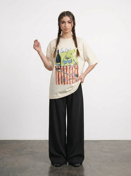 Ecru Chin Oversized Graphic Printed Tshirt | Montivo Pakistan
