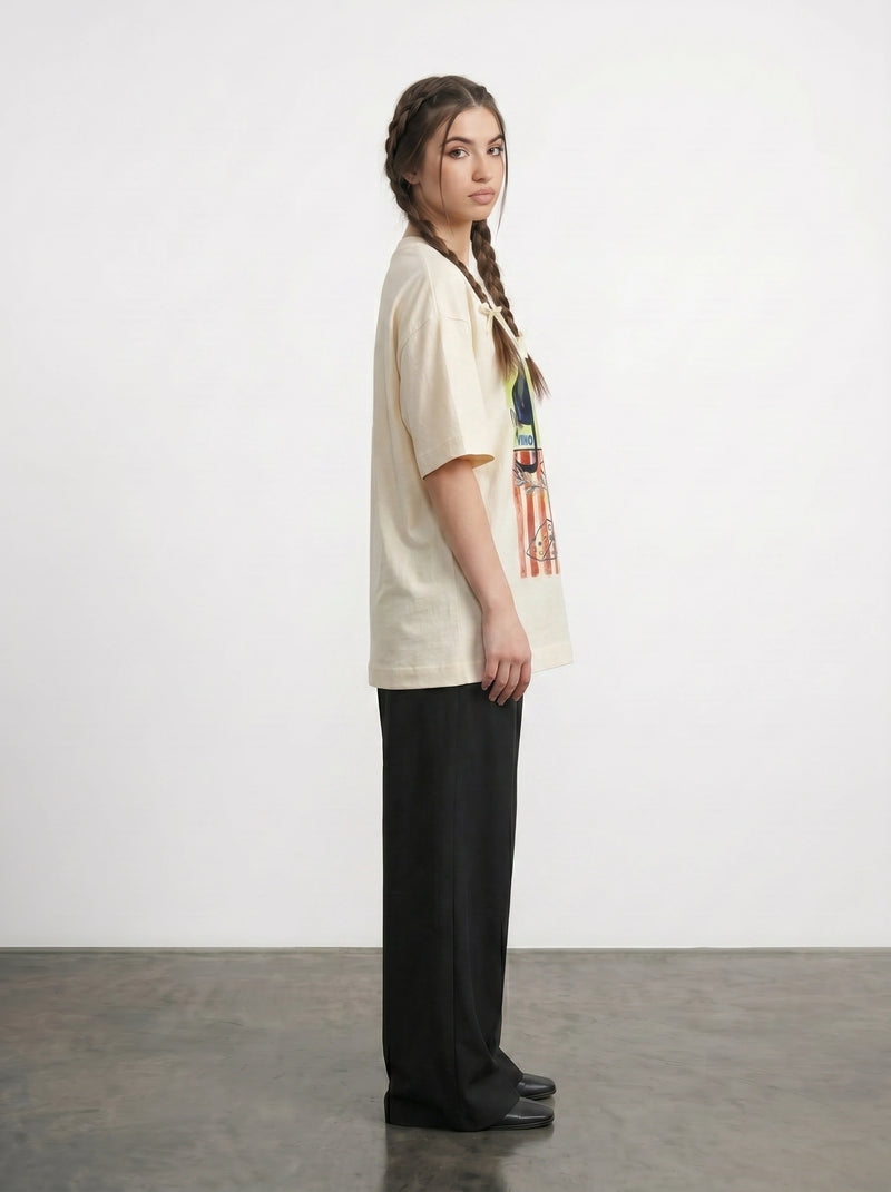 Ecru Chin Oversized Graphic Printed Tshirt | Montivo Pakistan