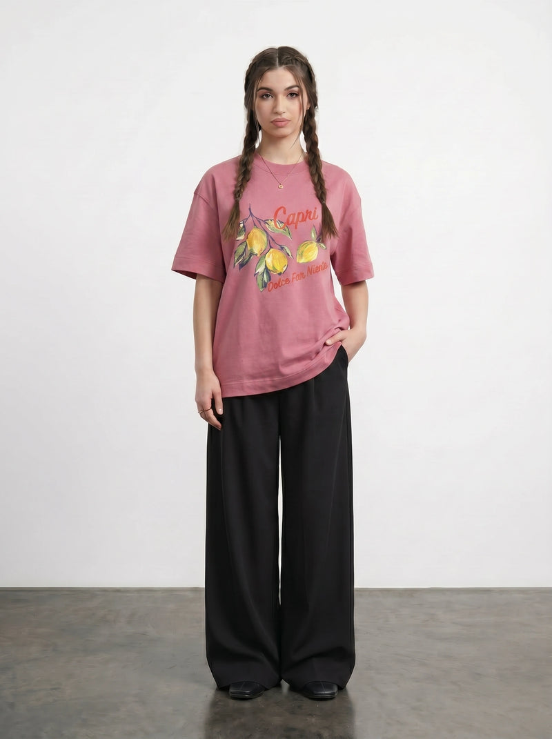Pink Capri Oversized Graphic Printed Tshirt | Montivo Pakistan
