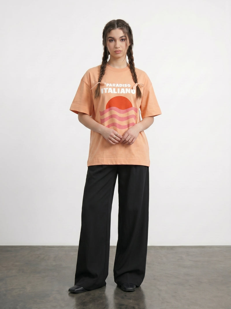 Peach Paradiso Oversized Graphic Printed Tshirt | Montivo Pakistan