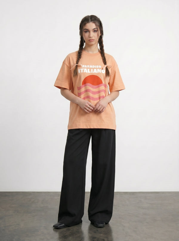 Peach Paradiso Oversized Graphic Printed Tshirt | Montivo Pakistan