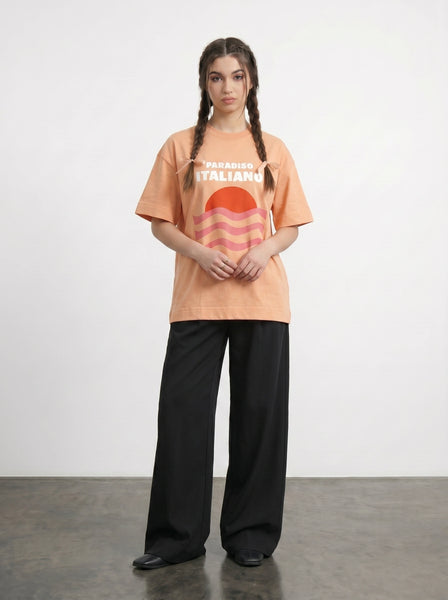 Peach Paradiso Oversized Graphic Printed Tshirt | Montivo Pakistan