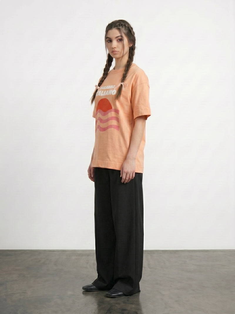 Peach Paradiso Oversized Graphic Printed Tshirt | Montivo Pakistan