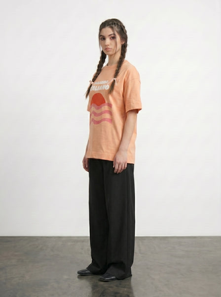 Peach Paradiso Oversized Graphic Printed Tshirt | Montivo Pakistan