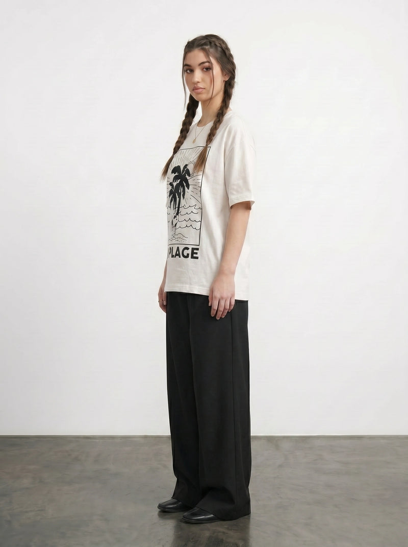 White Oversized Graphic Printed Tshirt | Montivo Pakistan