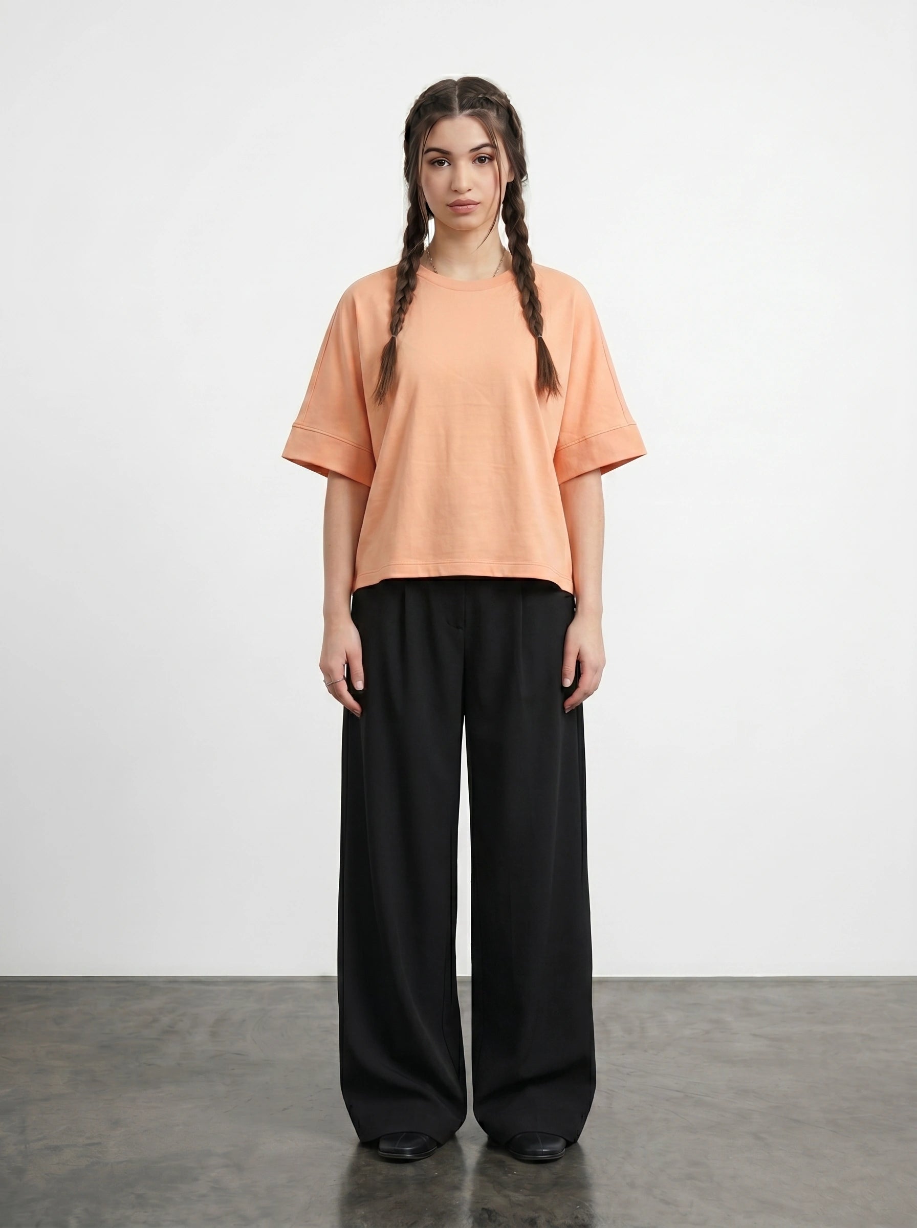 Peach Cropped Oversized Tshirt | Montivo Pakistan