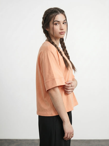 Peach Cropped Oversized Tshirt | Montivo Pakistan