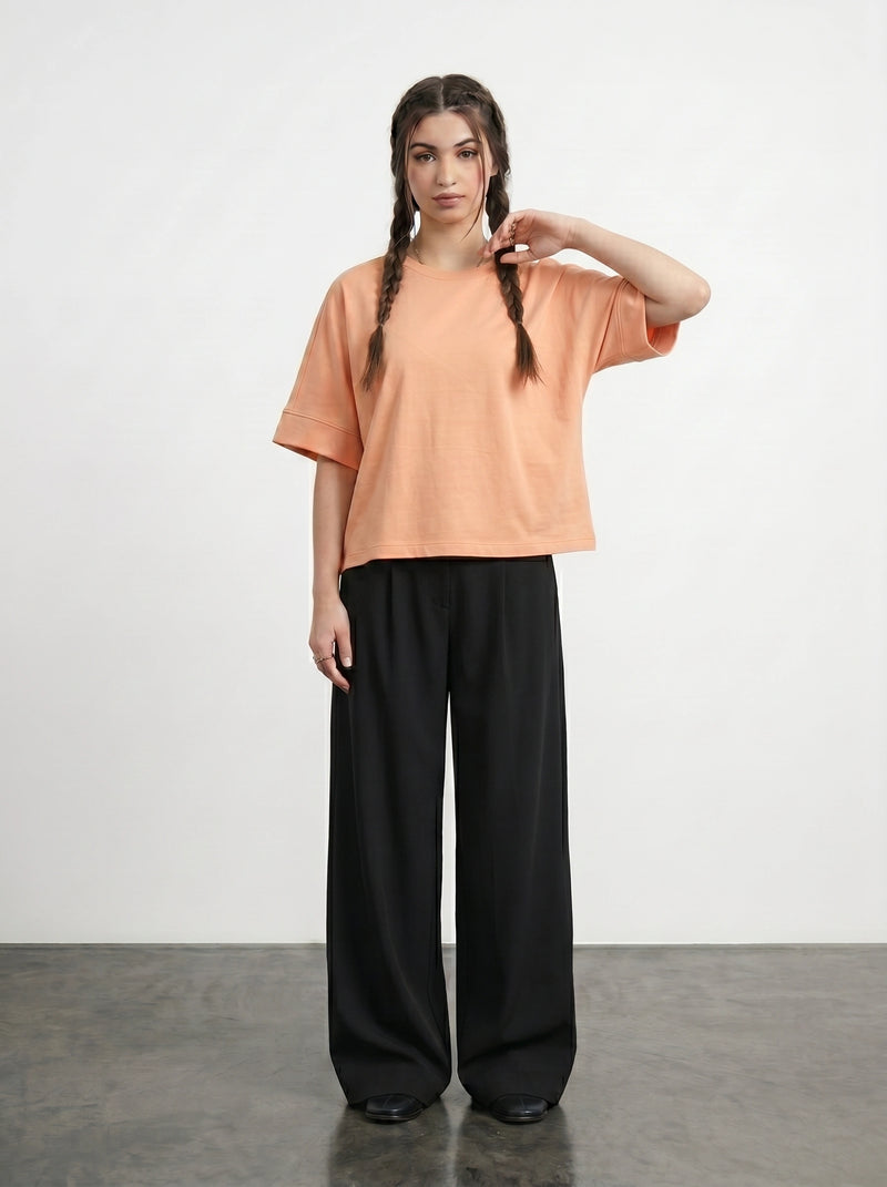 Peach Cropped Oversized Tshirt | Montivo Pakistan