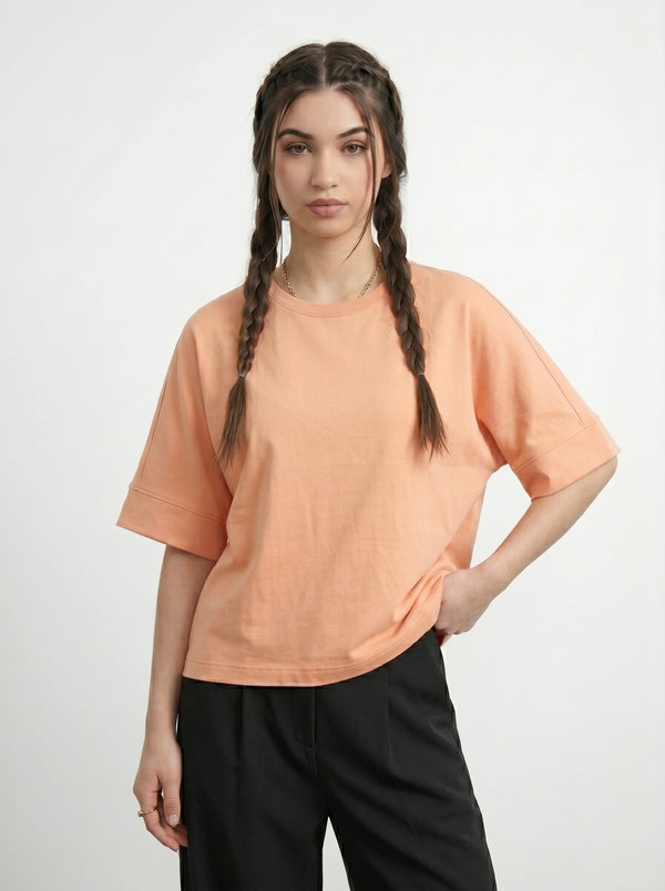 Peach Cropped Oversized Tshirt | Montivo Pakistan