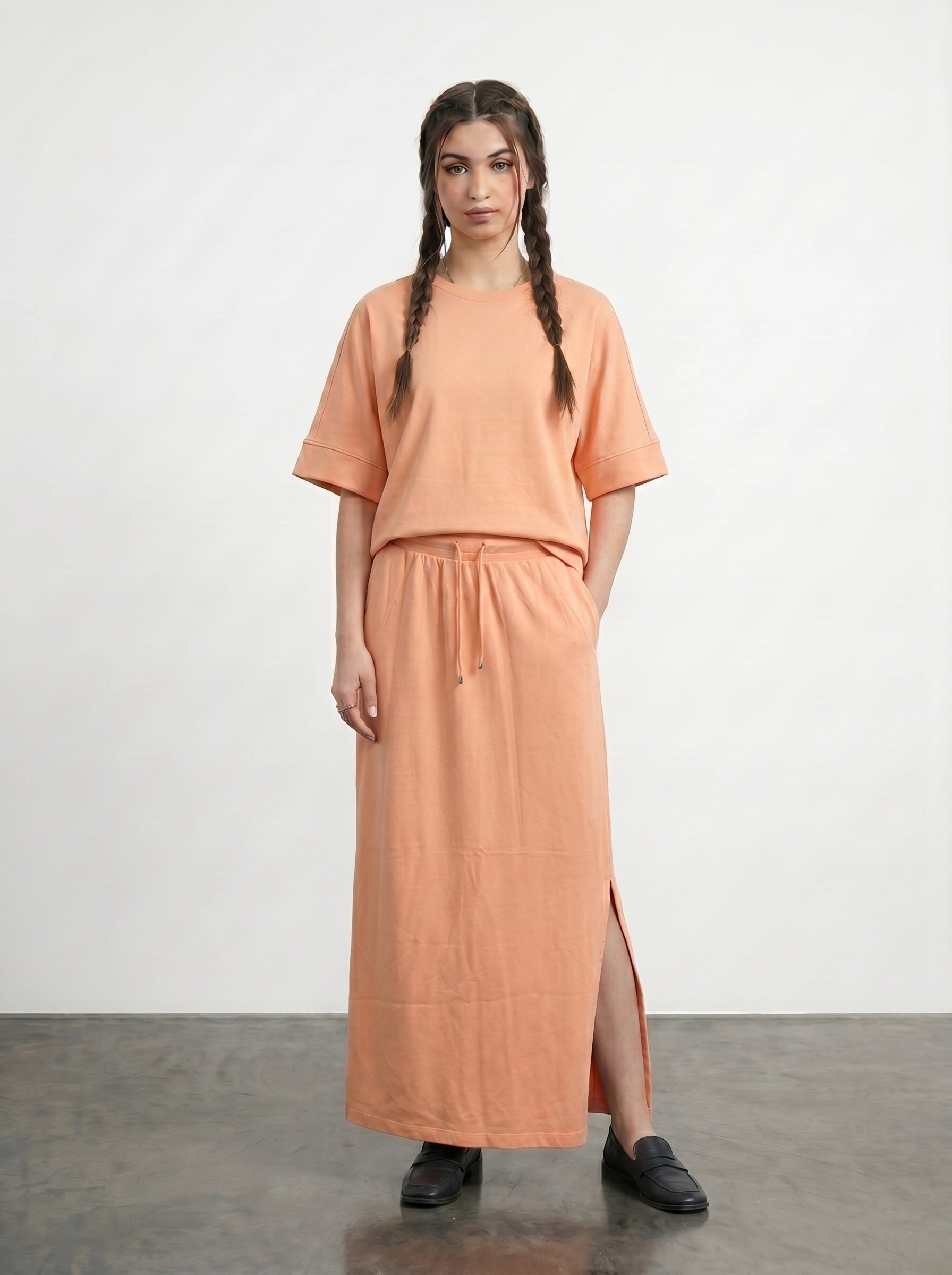 Peach Split Hem Skirt | Montivo Pakistan