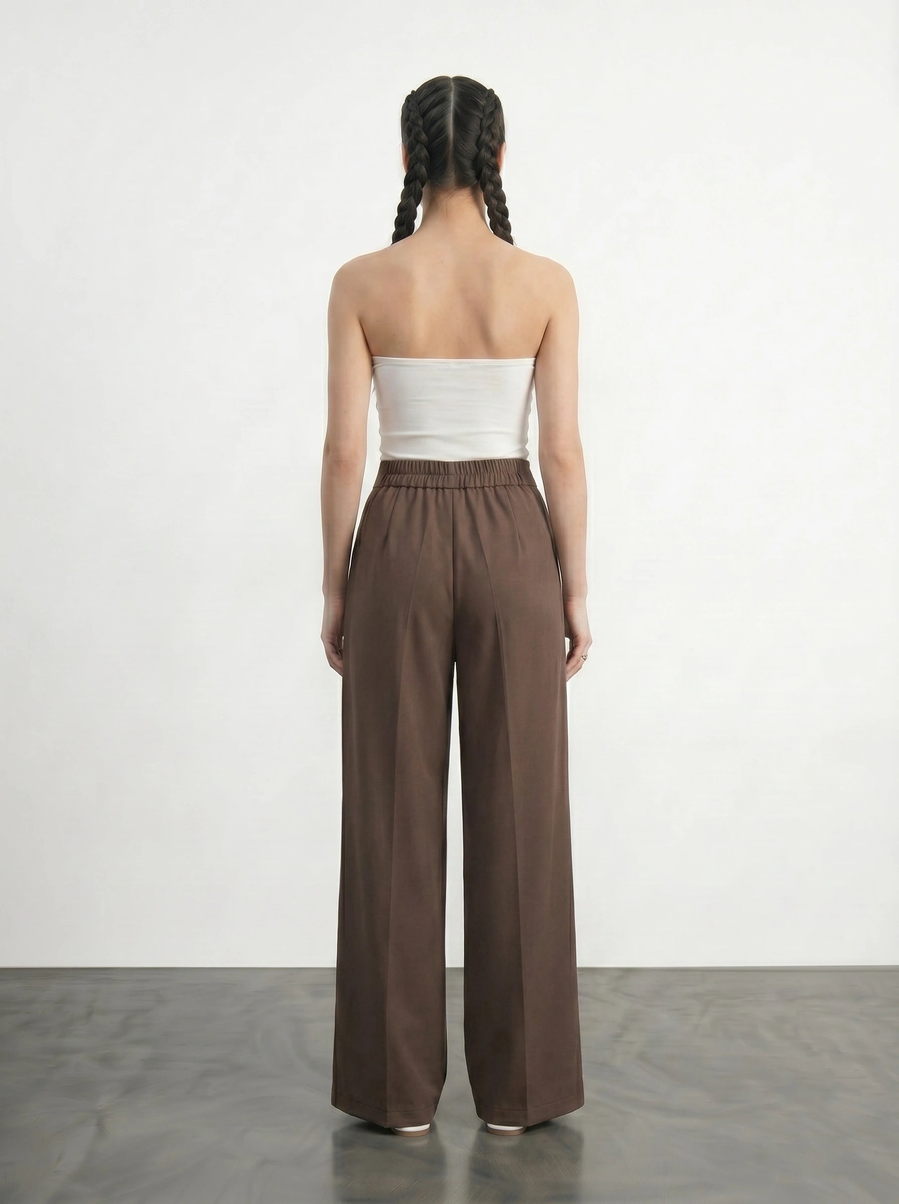 Brown Wide Leg Pleated Pants | Montivo Pakistan