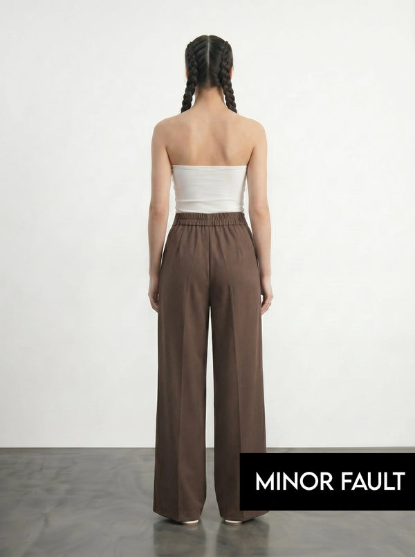 (Minor Fault) Brown Wide Leg Pleated Pants | Montivo Pakistan