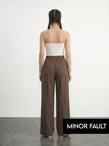 (Minor Fault) Brown Wide Leg Pleated Pants | Montivo Pakistan