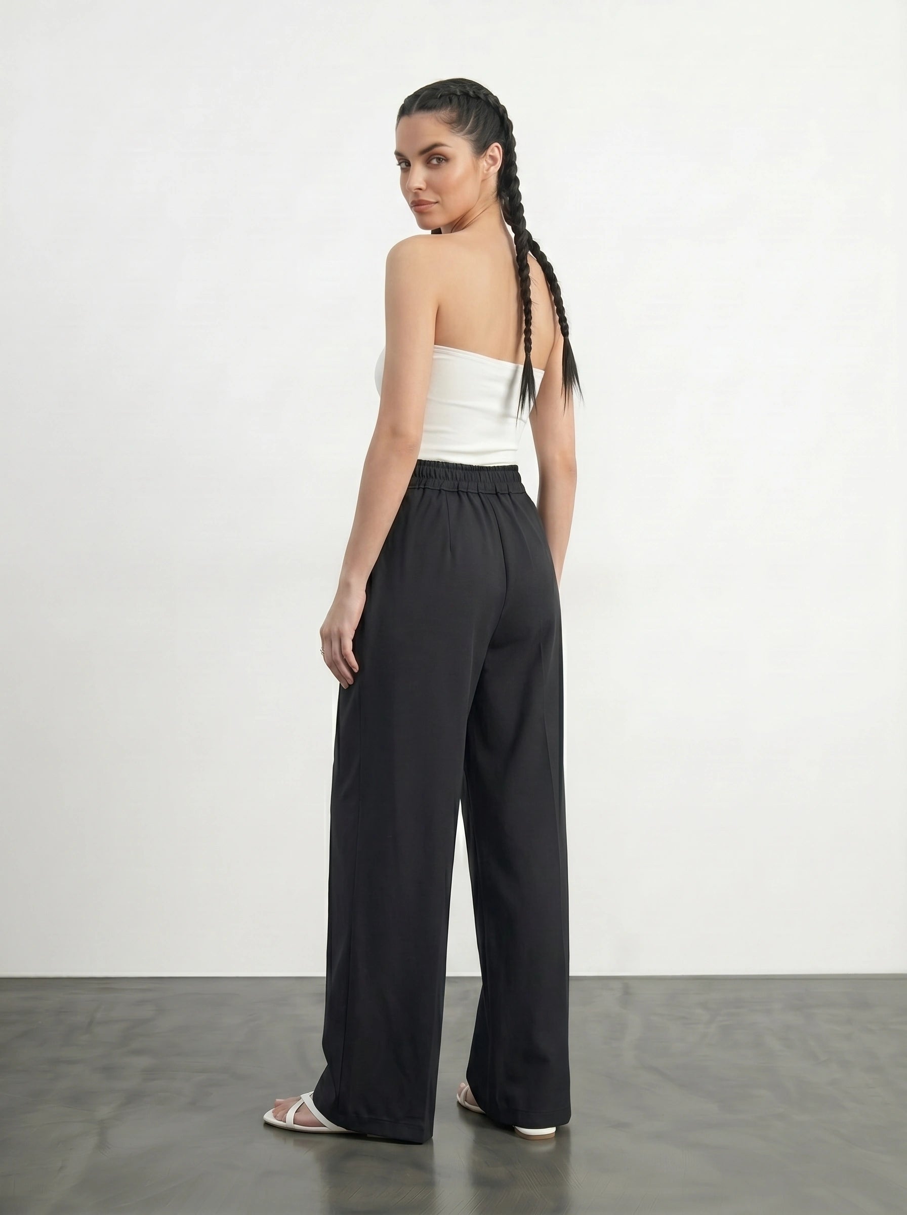 Black Wide Leg Pleated Pants | Montivo Pakistan