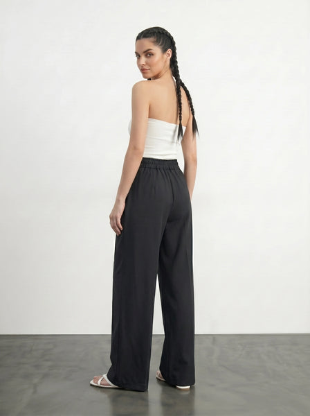 Black Wide Leg Pleated Pants | Montivo Pakistan