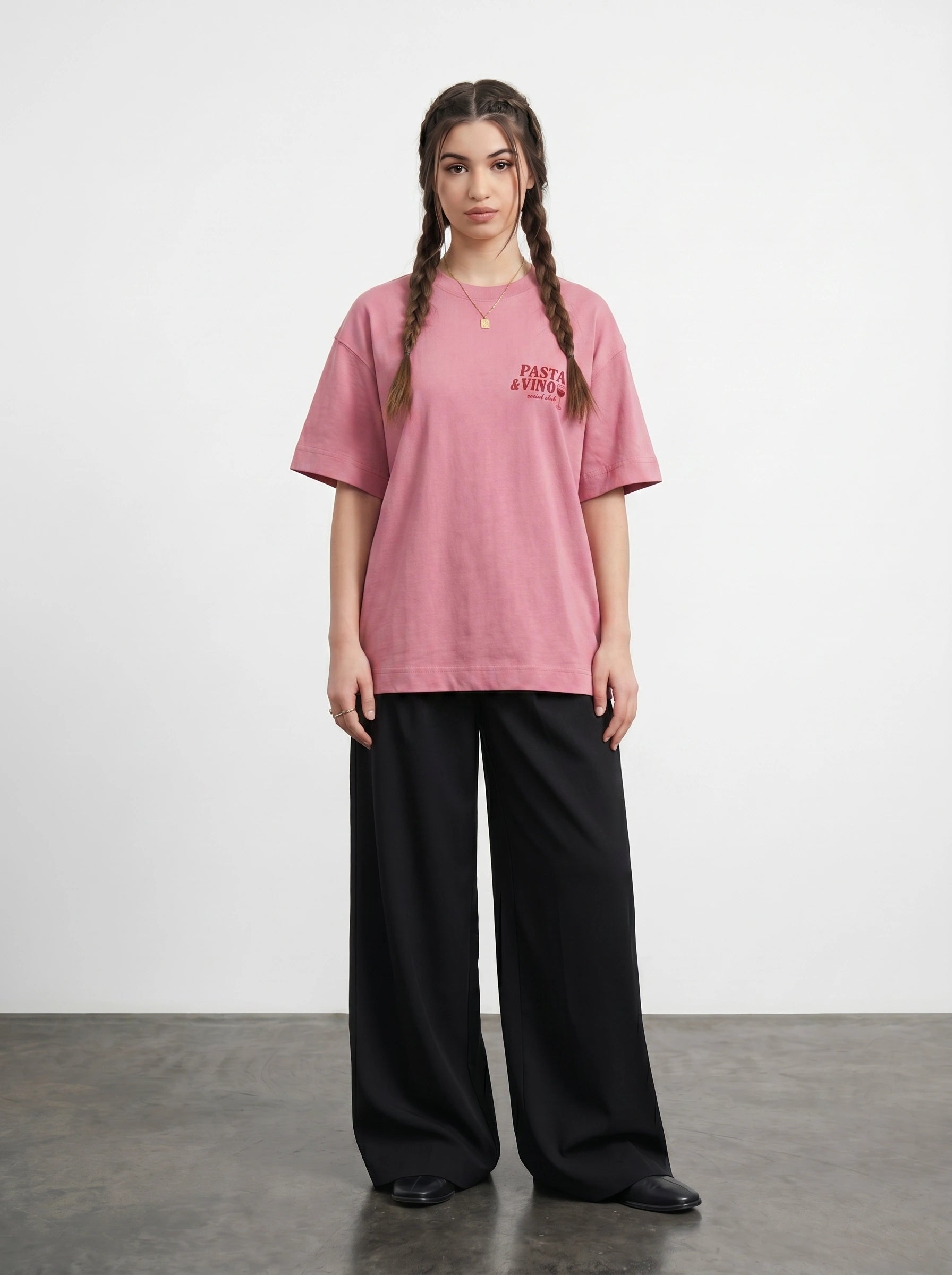 Pink Oversized Printed Tshirt