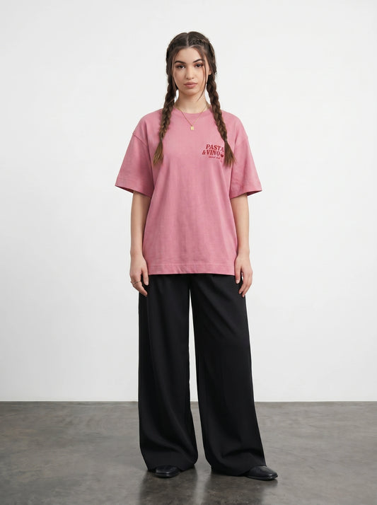Pink Oversized Printed Tshirt