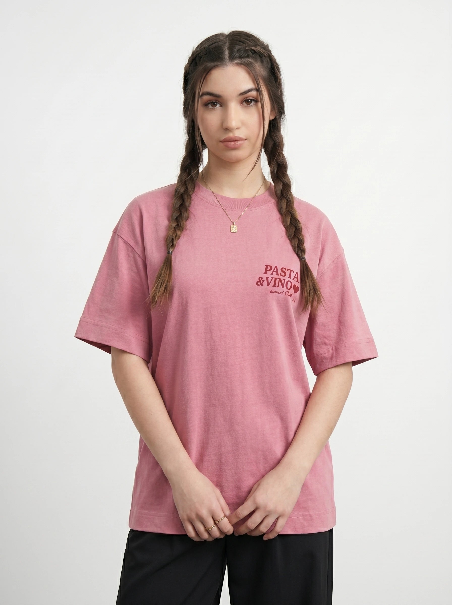 Pink Oversized Printed Tshirt