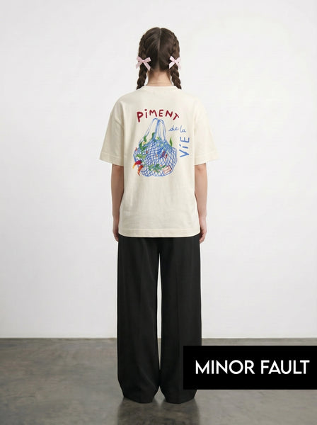 (Minor Fault) Ecru Oversized Graphic Printed Tshirt