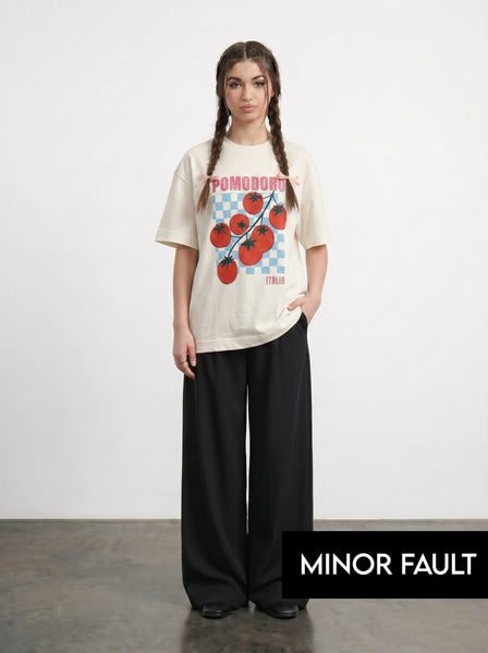 (Minor Fault) Ecru Pomodoro Oversized Graphic Printed Tshirt