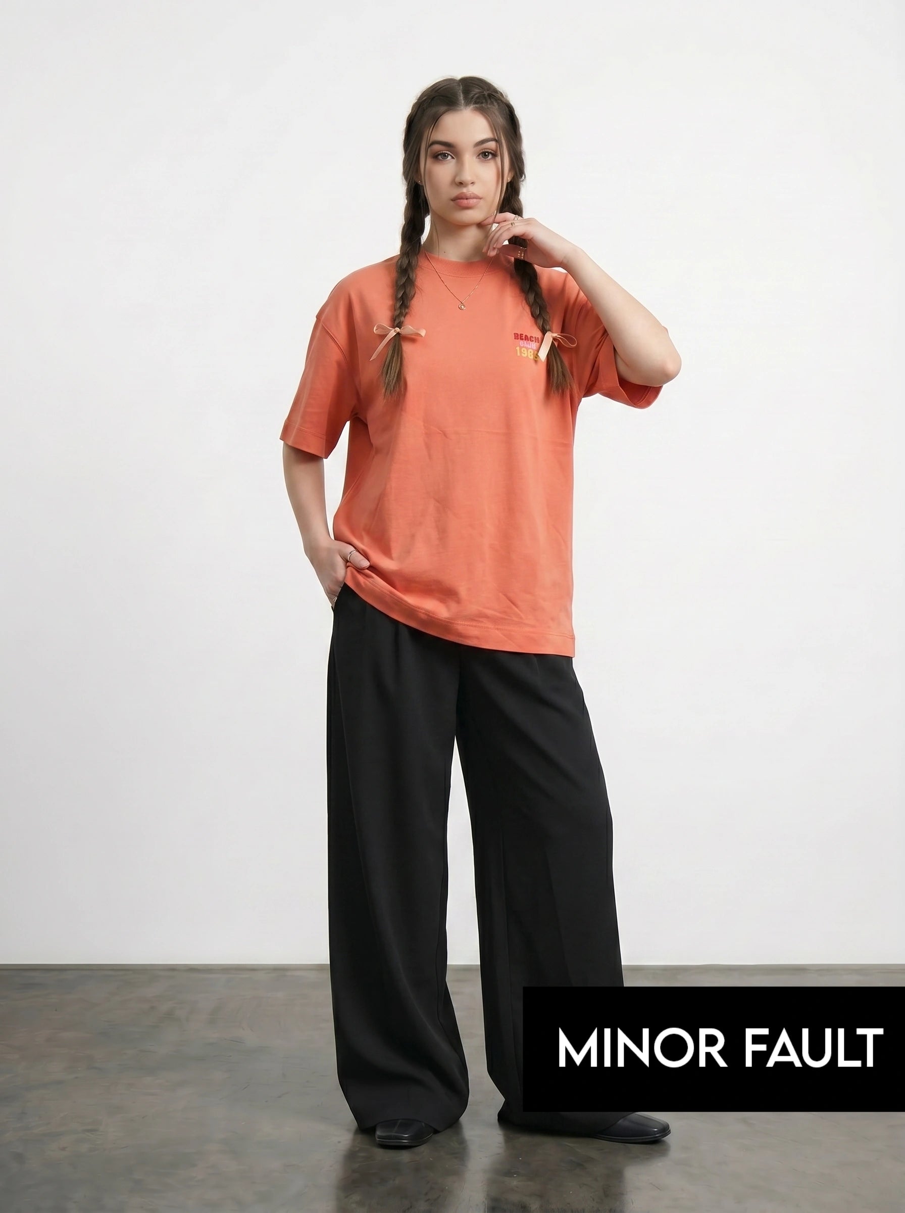 (Minor Fault) Orange Beach Club Oversized Graphic Printed Tshirt