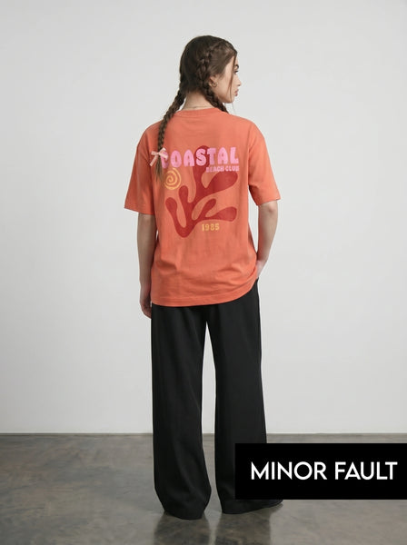 (Minor Fault) Orange Beach Club Oversized Graphic Printed Tshirt