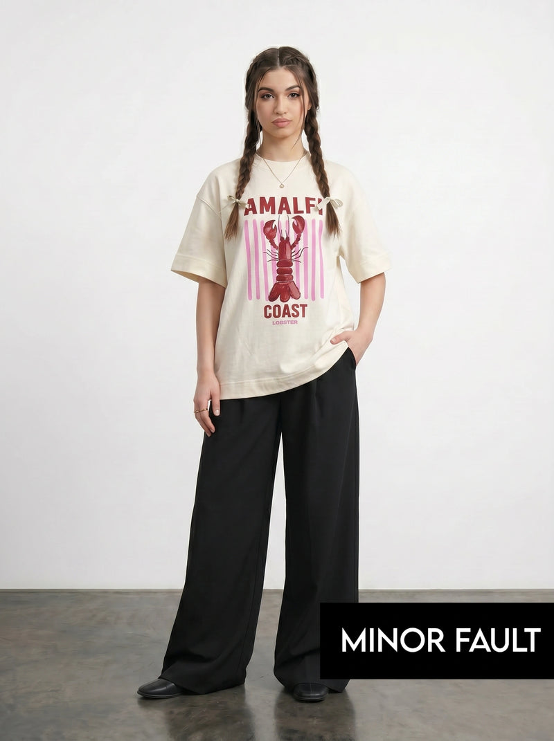 (Minor Fault) Ecru Amalfi Oversized Graphic Printed Tshirt | Montivo Pakistan