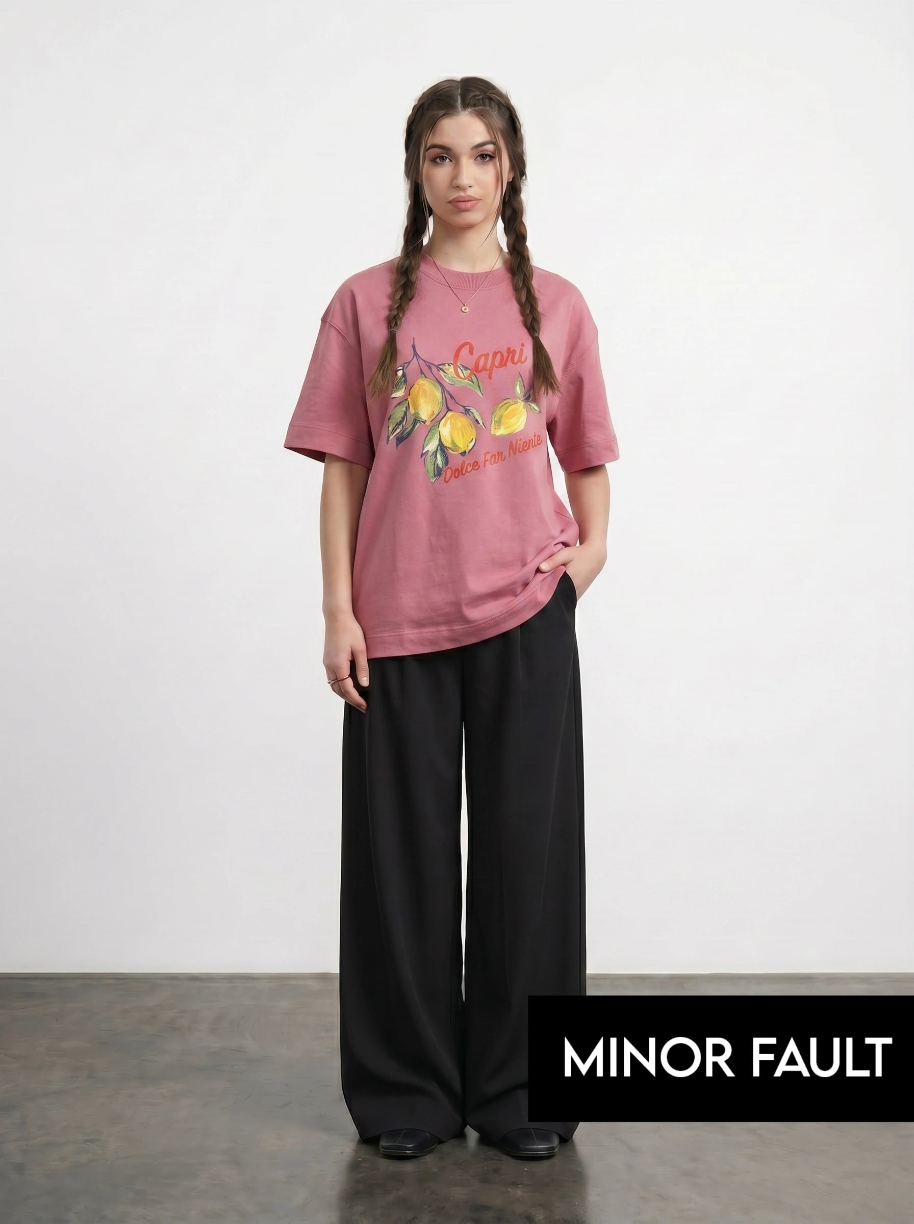 (Minor Fault) Pink Capri Oversized Graphic Printed Tshirt