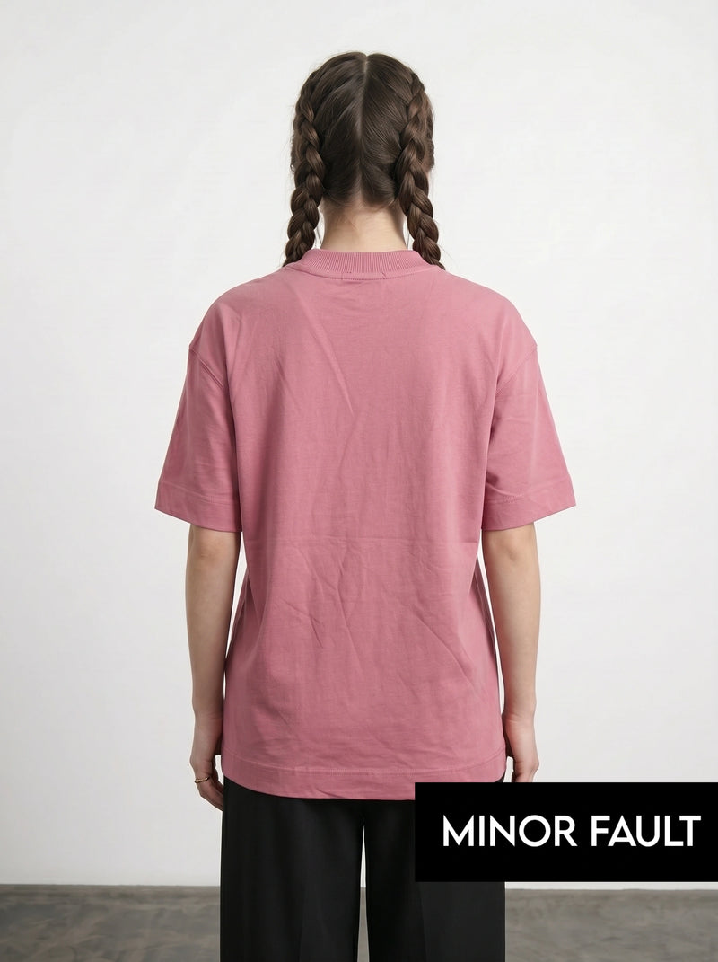 (Minor Fault) Pink Capri Oversized Graphic Printed Tshirt | Montivo Pakistan