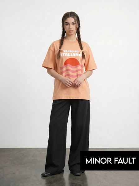 (Minor Fault) Peach Paradiso Oversized Graphic Printed Tshirt