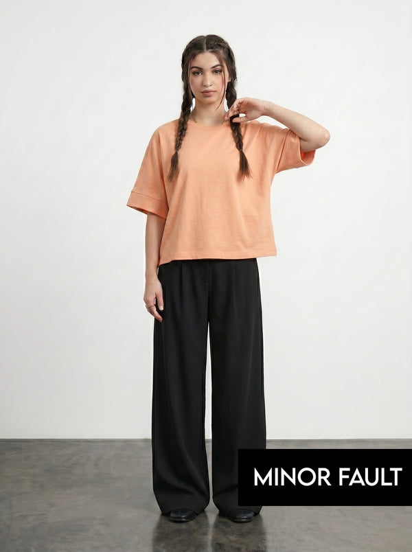 (Minor Fault) Peach Cropped Oversized Tshirt | Montivo Pakistan