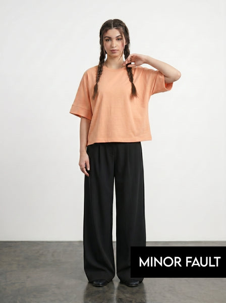 (Minor Fault) Peach Cropped Oversized Tshirt