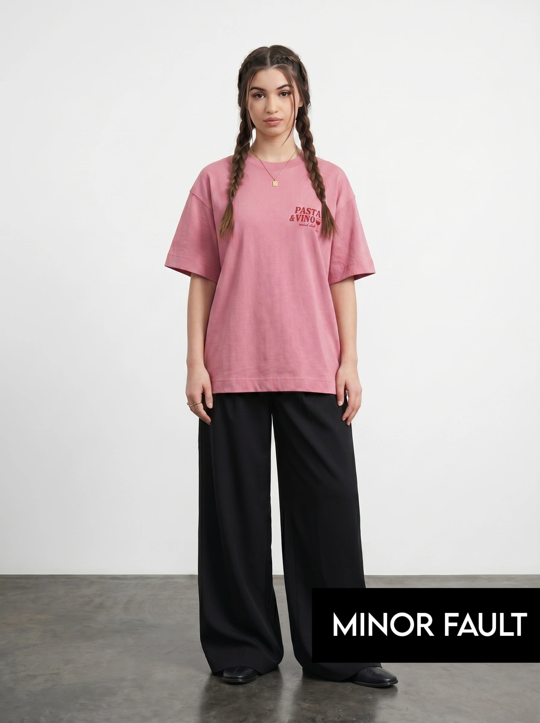 (Minor Fault) Pink Oversized Printed Tshirt