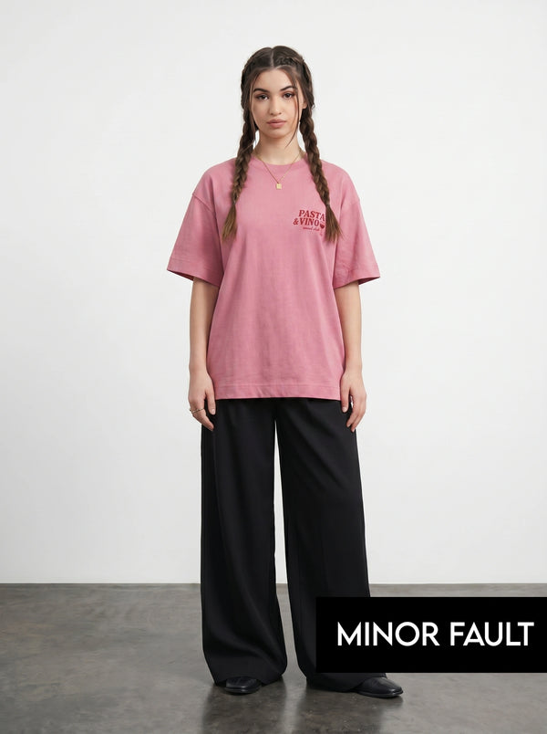 (Minor Fault) Pink Oversized Printed Tshirt | Montivo Pakistan