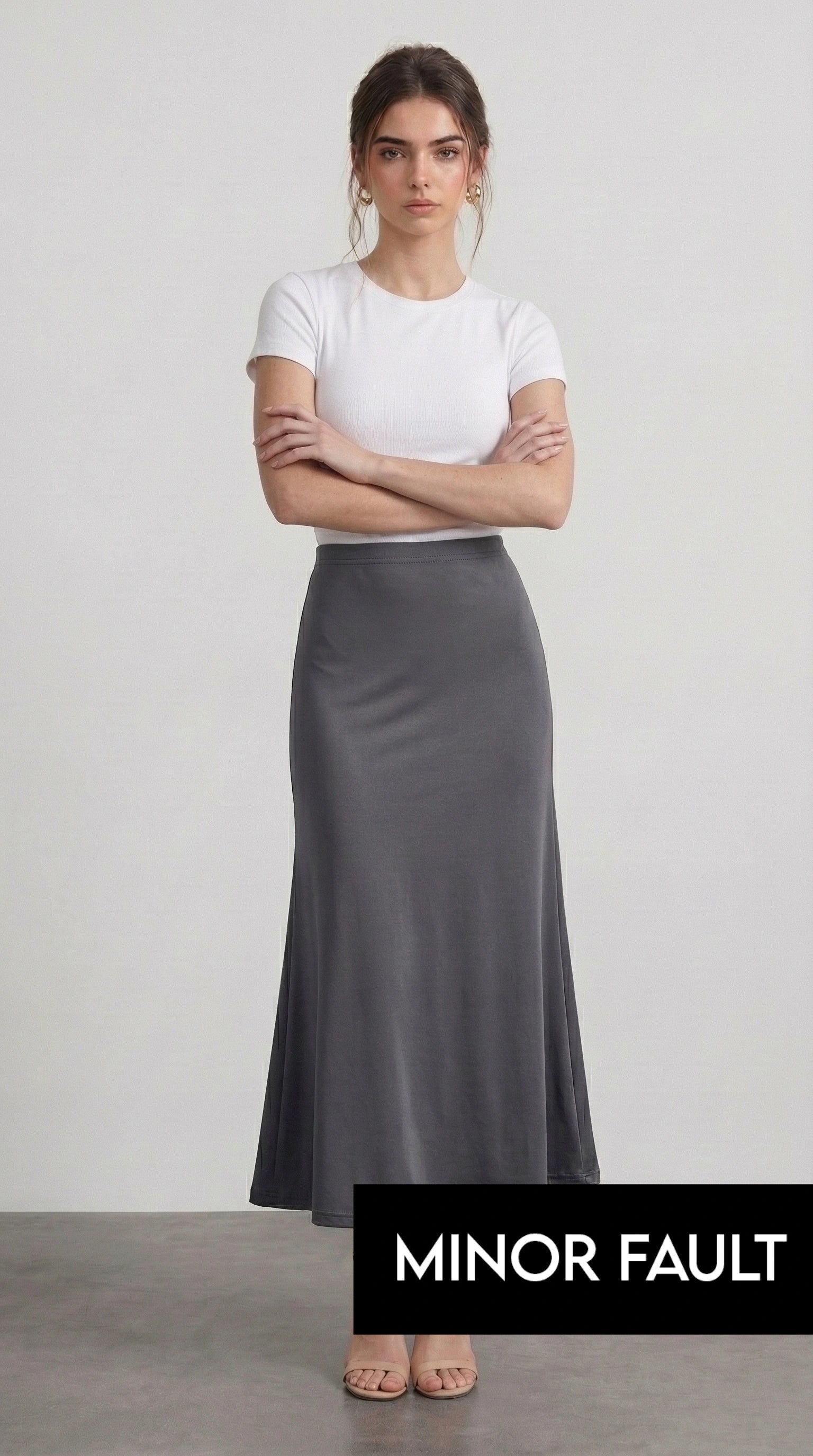 (Minor Fault) Grey Flared Skirt | Montivo Pakistan