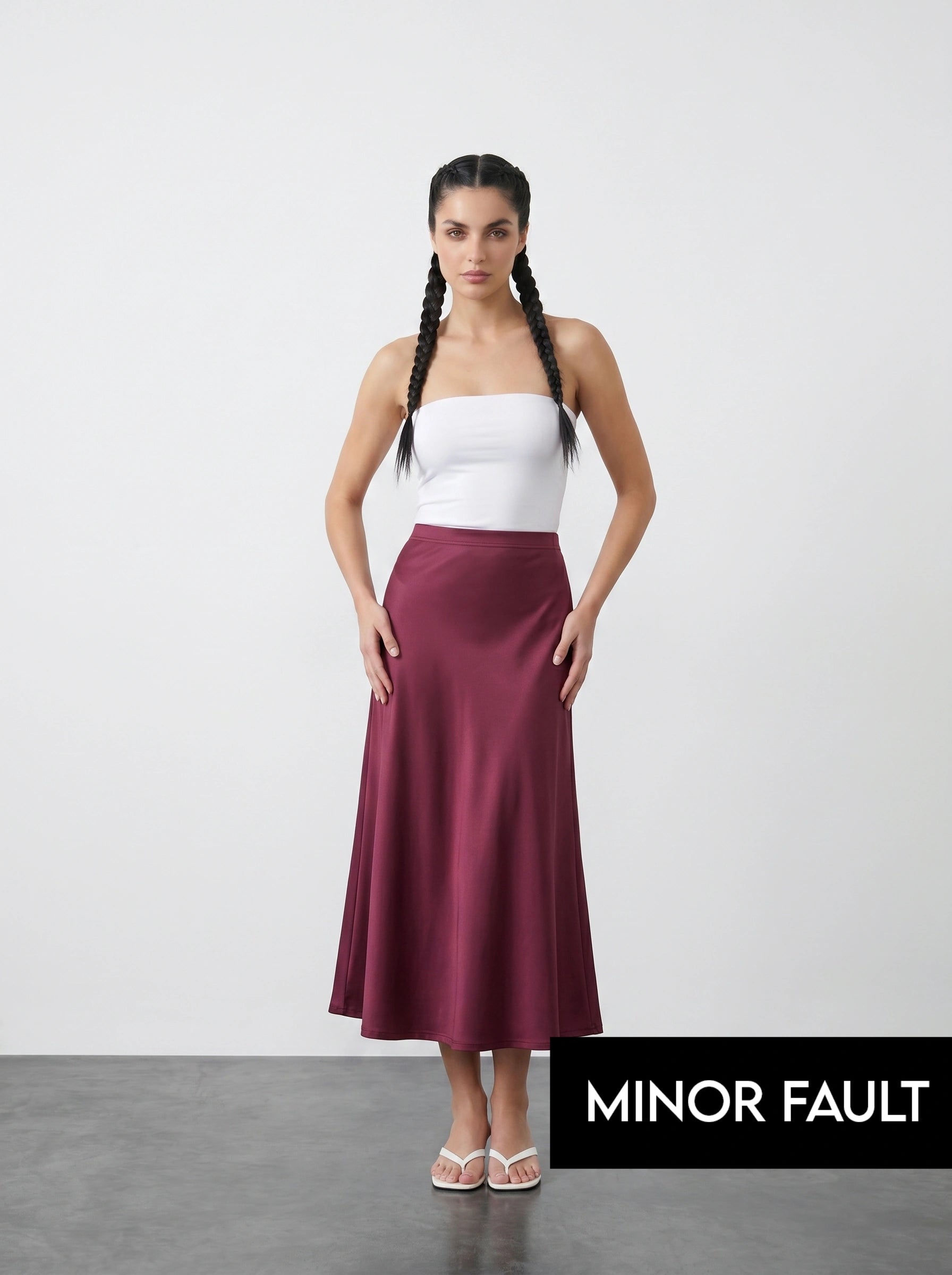 (Minor Fault) Burgundy Flared Skirt | Montivo Pakistan