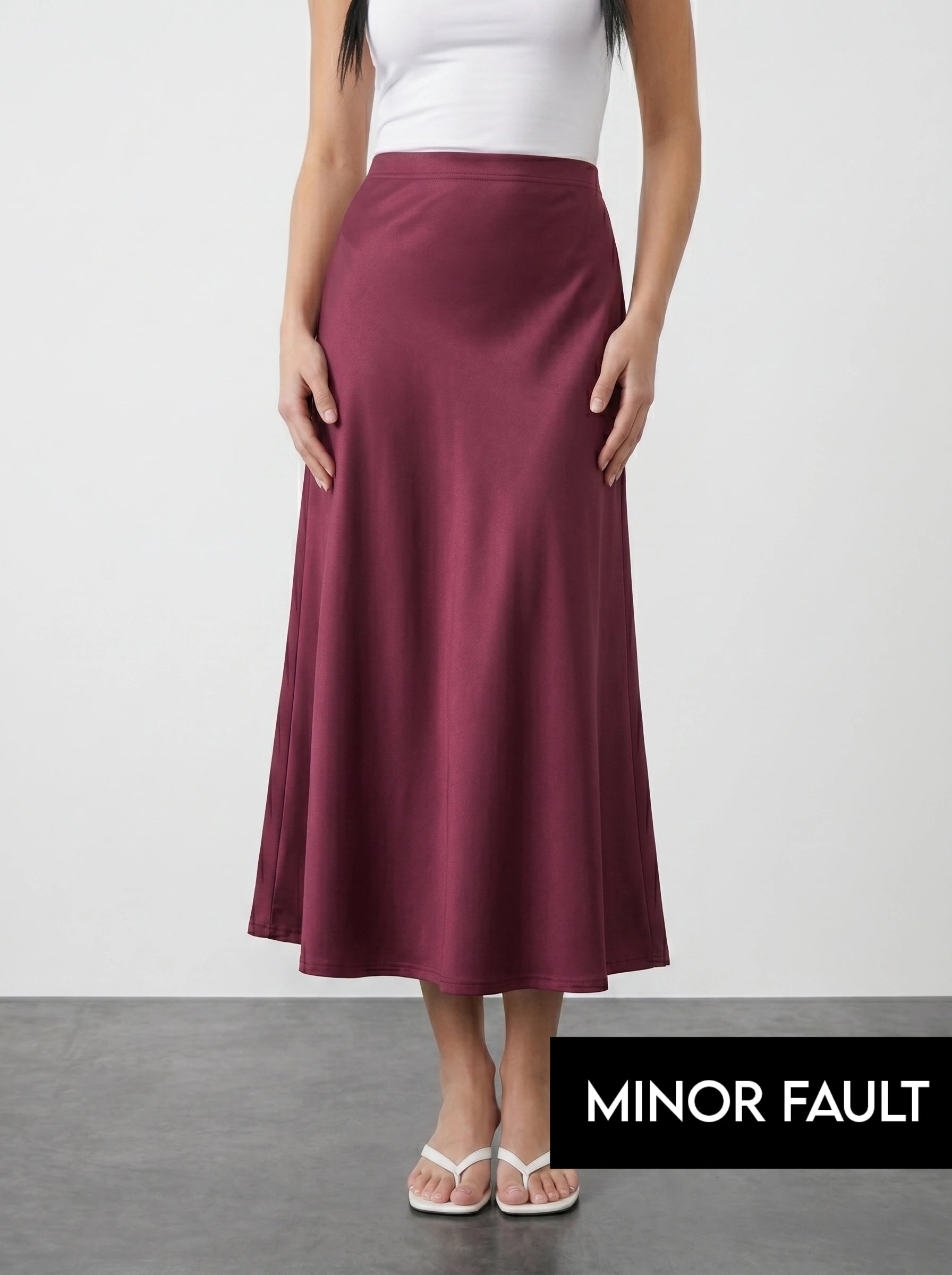 (Minor Fault) Burgundy Flared Skirt | Montivo Pakistan