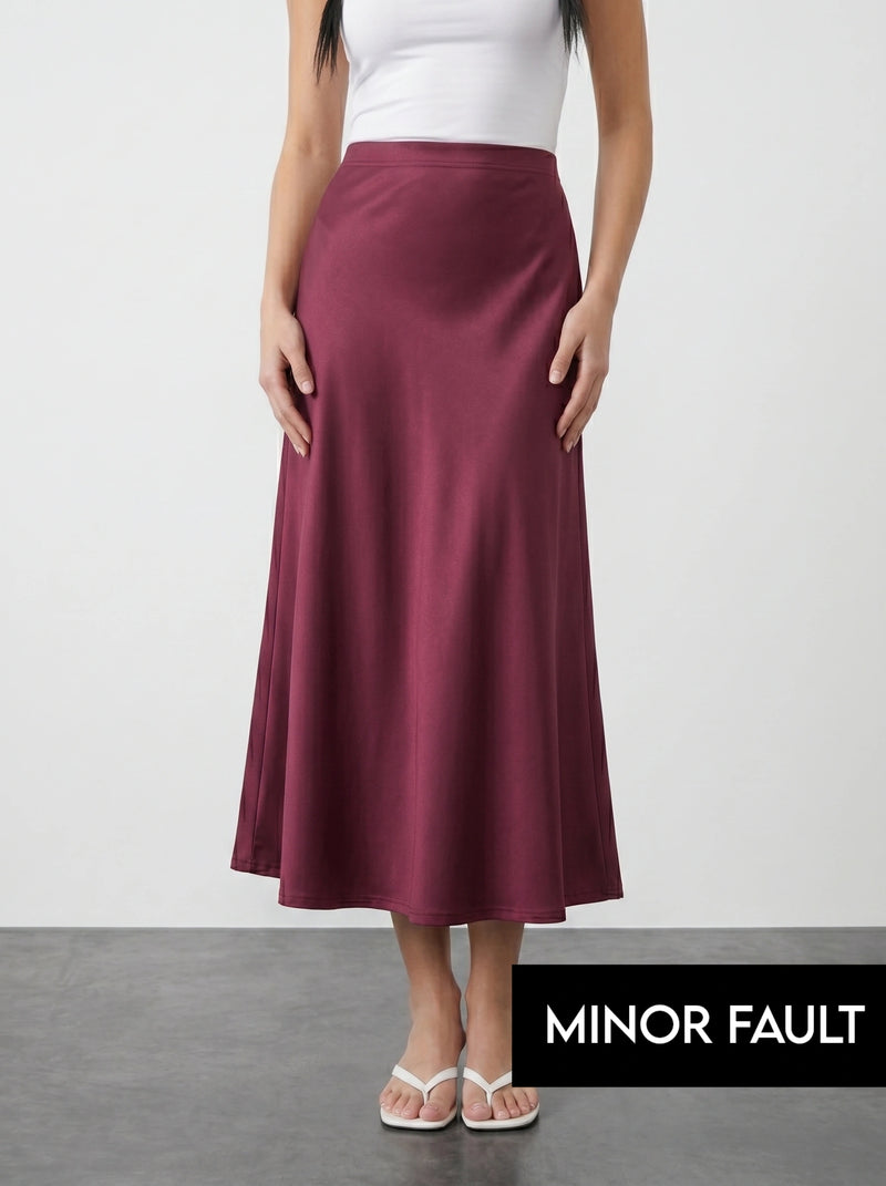 (Minor Fault) Burgundy Flared Skirt | Montivo Pakistan