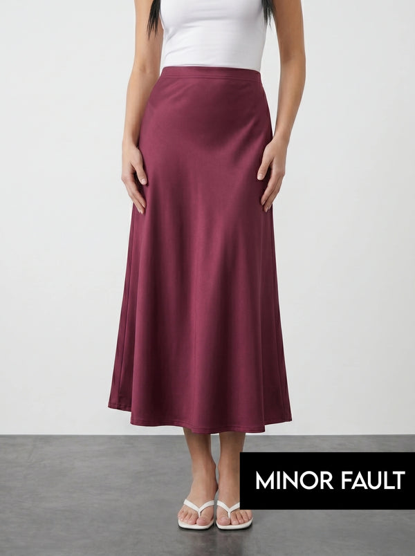 (Minor Fault) Burgundy Flared Skirt | Montivo Pakistan