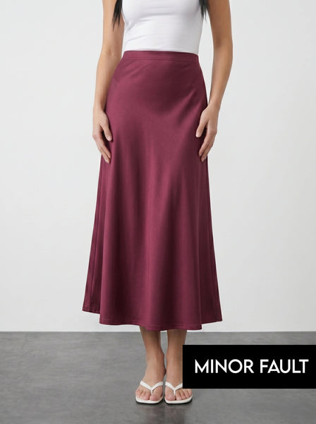 (Minor Fault) Burgundy Flared Skirt | Montivo Pakistan