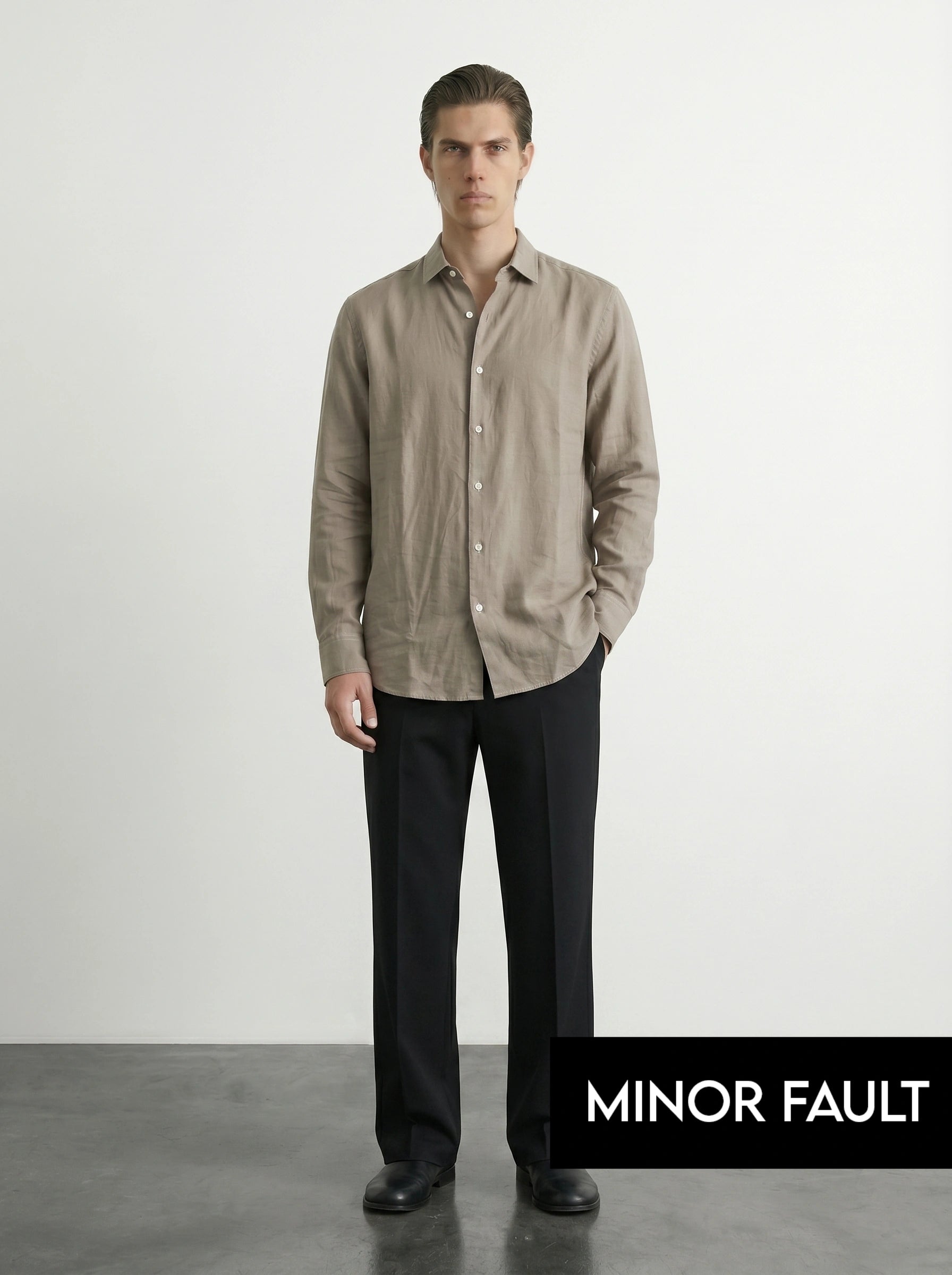 (Minor Fault) Beige Linen Oversized Shirt | Montivo Pakistan