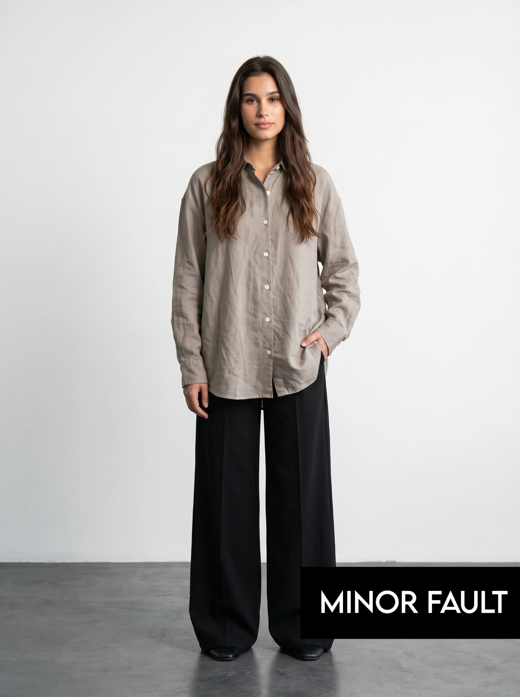 (Minor Fault) Beige Linen Oversized Shirt | Montivo Pakistan