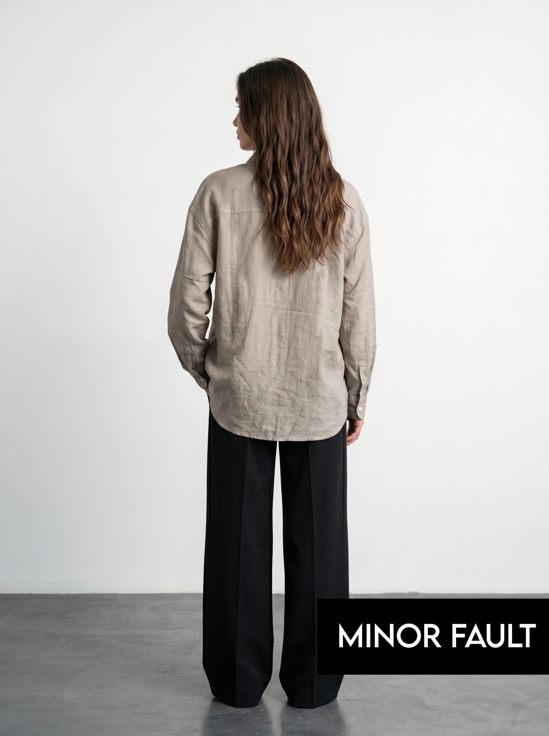 (Minor Fault) Beige Linen Oversized Shirt | Montivo Pakistan