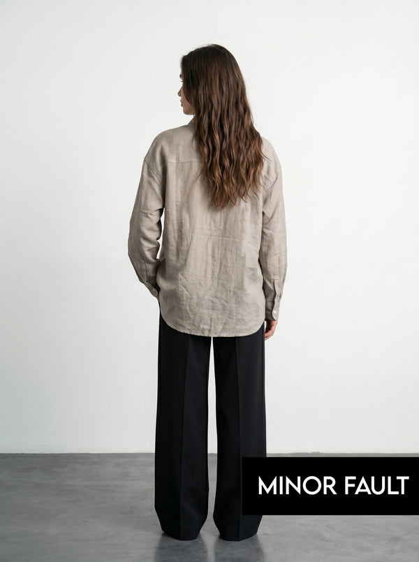 (Minor Fault) Beige Linen Oversized Shirt | Montivo Pakistan