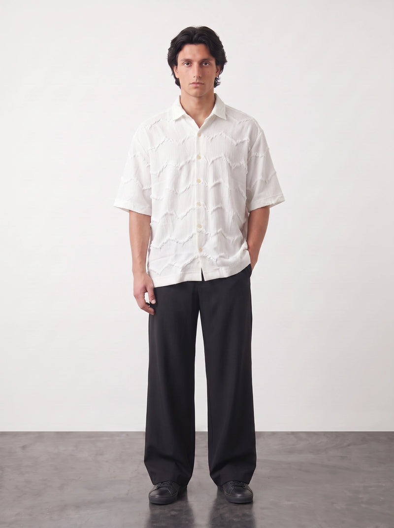 White Textured Oversized Box Fit Shirt | Montivo Pakistan
