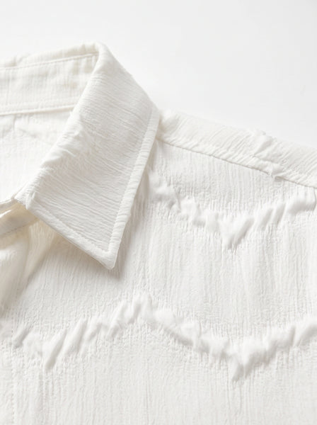 White Textured Oversized Box Fit Shirt